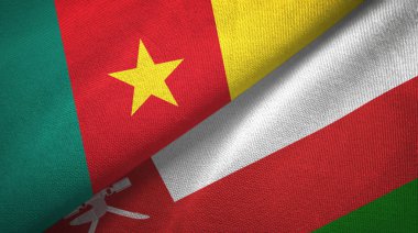 Kamerun ve Umman iki bayraktekstil kumaş, kumaş doku