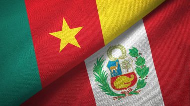 Kamerun ve Peru iki bayraklar tekstil kumaş, kumaş doku