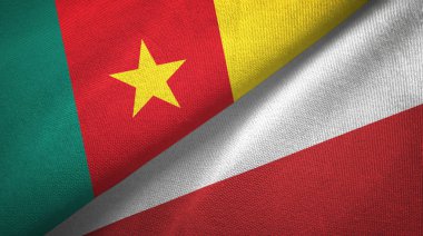 Kamerun ve Polonya iki bayraklar tekstil kumaş, kumaş doku