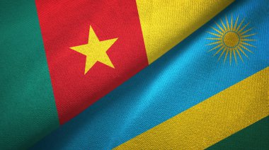 Kamerun ve Ruanda iki bayrak tekstil kumaş, kumaş doku