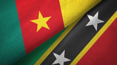 Kamerun ve Saint Kitts ve Nevis iki bayraklar tekstil kumaş, kumaş doku