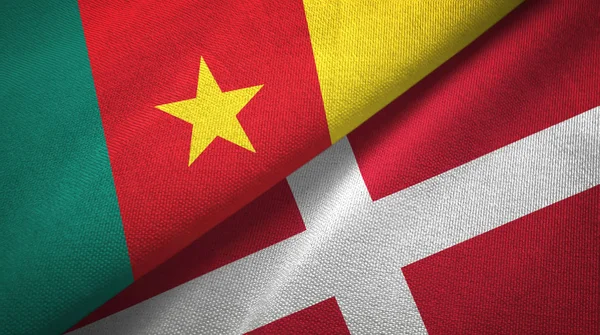 Kamerun ve Danimarka iki bayrak tekstil kumaş, kumaş doku