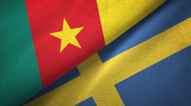 Kamerun ve İsveç iki bayraklar tekstil kumaş, kumaş doku