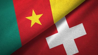 Kamerun ve İsviçre iki bayraklar tekstil kumaş, kumaş doku