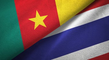 Kamerun ve Tayland iki bayraklar tekstil kumaş, kumaş doku