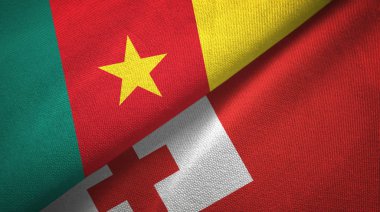 Kamerun ve Tonga iki bayraktekstil kumaş, kumaş doku