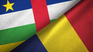 Orta Afrika Cumhuriyeti ve Çad iki bayrak tekstil kumaş, kumaş doku 