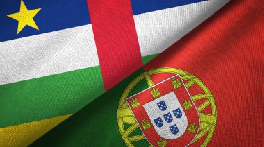 Orta Afrika Cumhuriyeti ve Portekiz iki bayraklar tekstil kumaş, kumaş doku