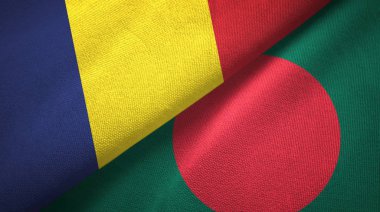 Çad ve Bangladeş iki bayraklar tekstil kumaş, kumaş doku 