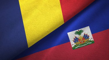 Çad ve Haiti iki bayraklar tekstil kumaş, kumaş doku