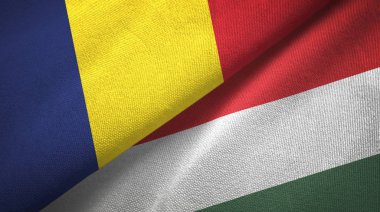 Çad ve Macaristan iki bayrak tekstil kumaş, kumaş doku
