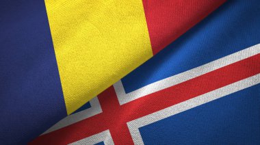 Çad ve İzlanda iki bayraklar tekstil kumaş, kumaş doku
