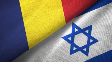 Çad ve İsrail iki bayrak tekstil kumaş, kumaş doku