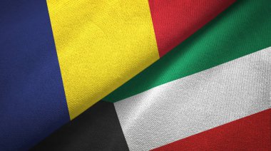 Çad ve Kuveyt iki bayraktekstil kumaş, kumaş doku