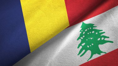 Çad ve Lübnan iki bayrak tekstil kumaş, kumaş doku