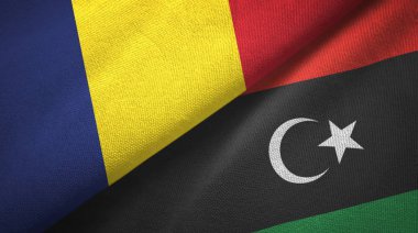 Çad ve Libya iki bayrak tekstil kumaş, kumaş doku