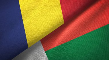 Çad ve Madagaskar iki bayrak tekstil kumaş, kumaş doku