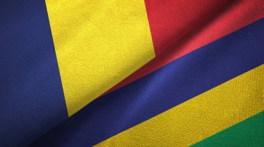Çad ve Mauritius iki bayraklar tekstil kumaş, kumaş doku