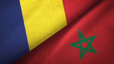 Çad ve Fas iki bayraklar tekstil kumaş, kumaş doku