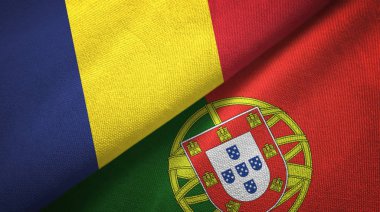 Çad ve Portekiz iki bayraklar tekstil kumaş, kumaş doku