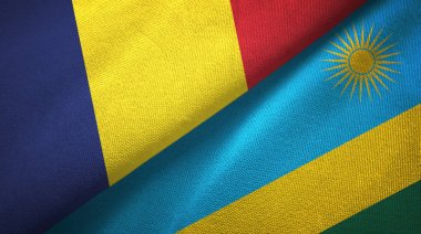 Çad ve Ruanda iki bayrak tekstil kumaş, kumaş doku