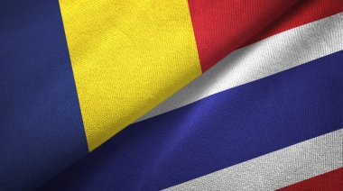 Çad ve Tayland iki bayraklar tekstil kumaş, kumaş doku