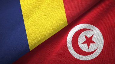 Çad ve Tunus iki bayraklar tekstil kumaş, kumaş doku