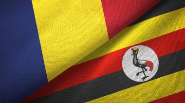 Çad ve Uganda iki bayraklar tekstil kumaş, kumaş doku