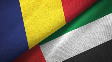 Çad ve Birleşik Arap Emirlikleri iki bayrak tekstil kumaş, kumaş doku