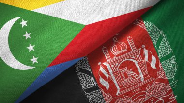 Komorlar ve Afganistan iki bayrak tekstil kumaş, kumaş doku 