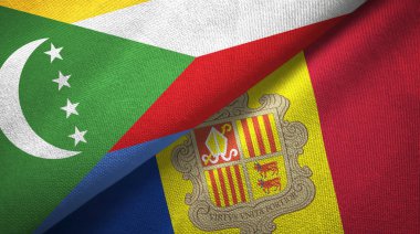 Komorlar ve Andorra iki bayraktekstil kumaş, kumaş doku 