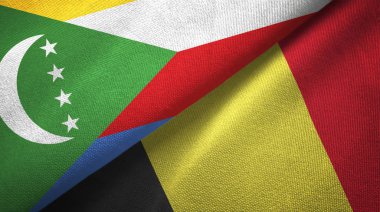 Komorlar ve Belçika iki bayraktekstil kumaş, kumaş doku 