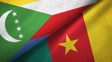 Komorlar ve Kamerun iki bayraklar tekstil kumaş, kumaş doku 