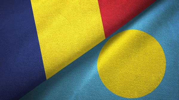 Chad and Palau two flags textile cloth, fabric texture — Stock Photo, Image