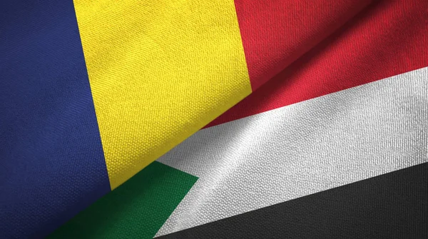 Çad ve Sudan iki bayrak tekstil kumaş, kumaş doku