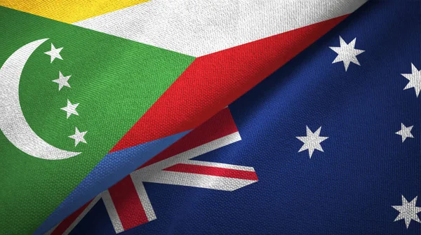 Comoros and Australia two flags textile cloth, fabric texture — Stock Photo, Image