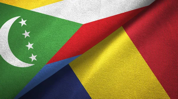 Komorlar ve Çad iki bayrak tekstil kumaş, kumaş doku 