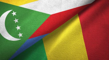 Komorlar ve Mali iki bayrak tekstil kumaş, kumaş doku