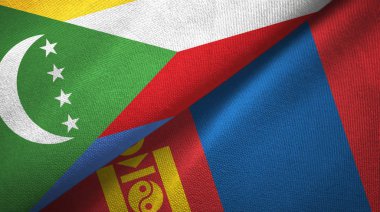 Komorlar ve Moğolistan iki bayraktekstil kumaş, kumaş doku