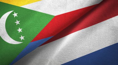 Komorlar ve Hollanda iki bayraktekstil kumaş, kumaş doku