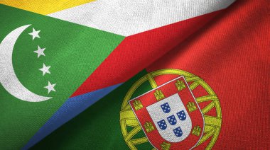 Komorlar ve Portekiz iki bayraklar tekstil kumaş, kumaş doku