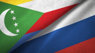 Komorlar ve Rusya iki bayraktekstil kumaş, kumaş doku