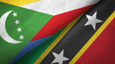 Komorlar ve Saint Kitts ve Nevis iki bayraklar tekstil kumaş, kumaş doku
