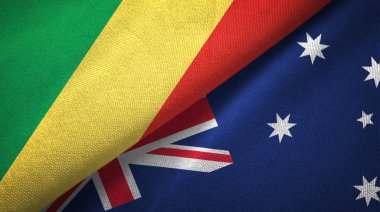 Kongo ve Avustralya iki bayraklar tekstil kumaş, kumaş doku 