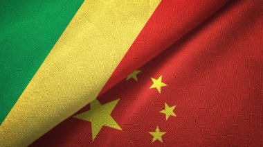 Kongo ve Çin iki bayraklar tekstil kumaş, kumaş doku