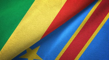 Kongo ve Kongo Demokratik Cumhuriyeti iki bayrak tekstil bez
