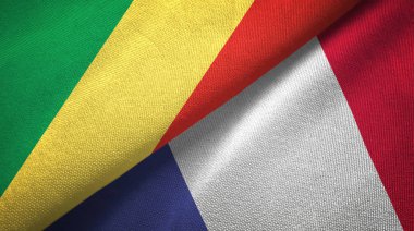 Kongo ve Fransa iki bayraklar tekstil kumaş, kumaş doku