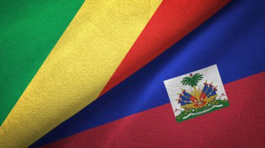 Kongo ve Haiti iki bayraklar tekstil kumaş, kumaş doku