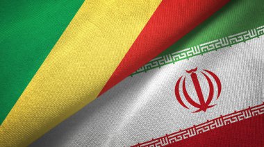 Kongo ve İran iki bayrak tekstil kumaş, kumaş doku