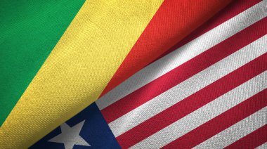 Kongo ve Liberya iki bayrak tekstil kumaş, kumaş doku